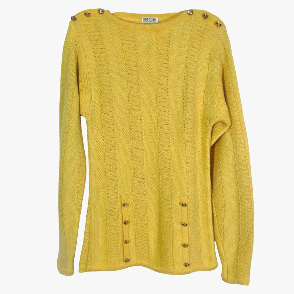 Vintage Saint Stephan Yellow Virgin Wool Blend Sweater Size 38 West Germany